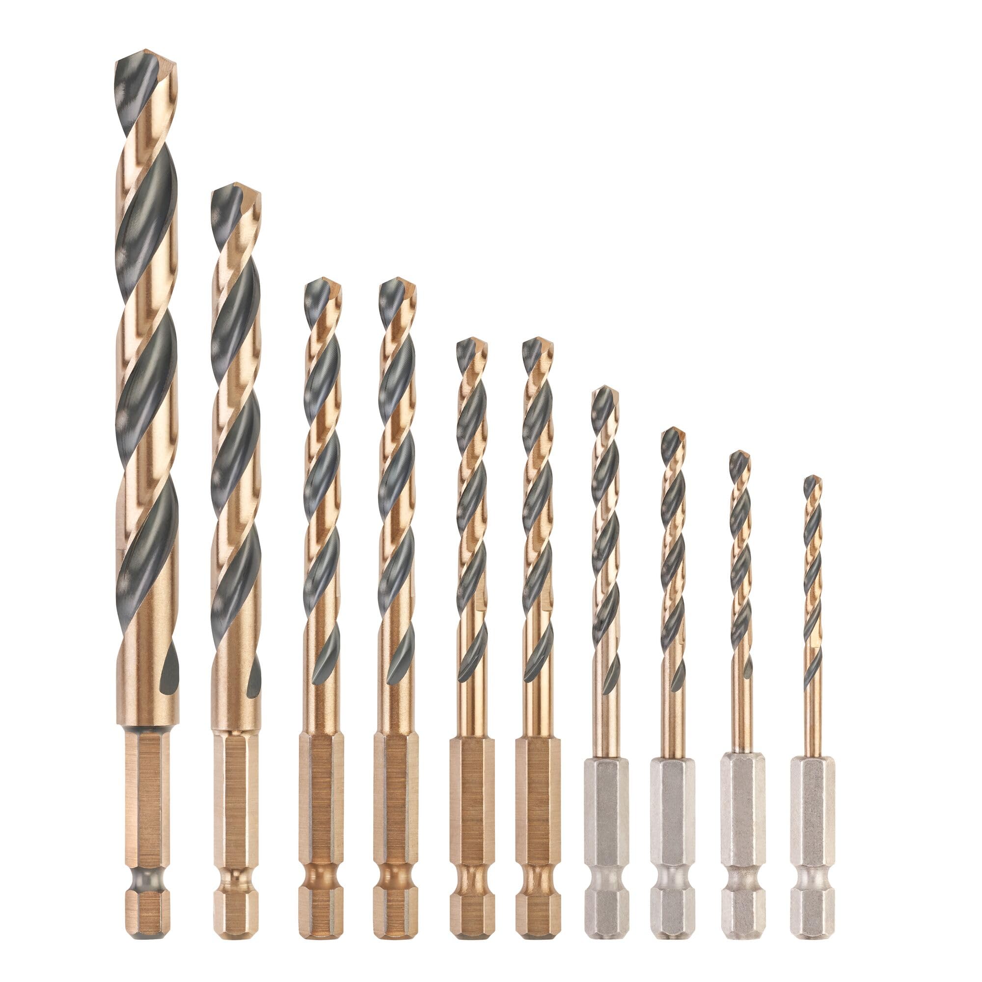 DEWALT DT20620-QZ Impact Black & Gold Hex Metal Drill bit Set, 10 Sizes in Tough Case