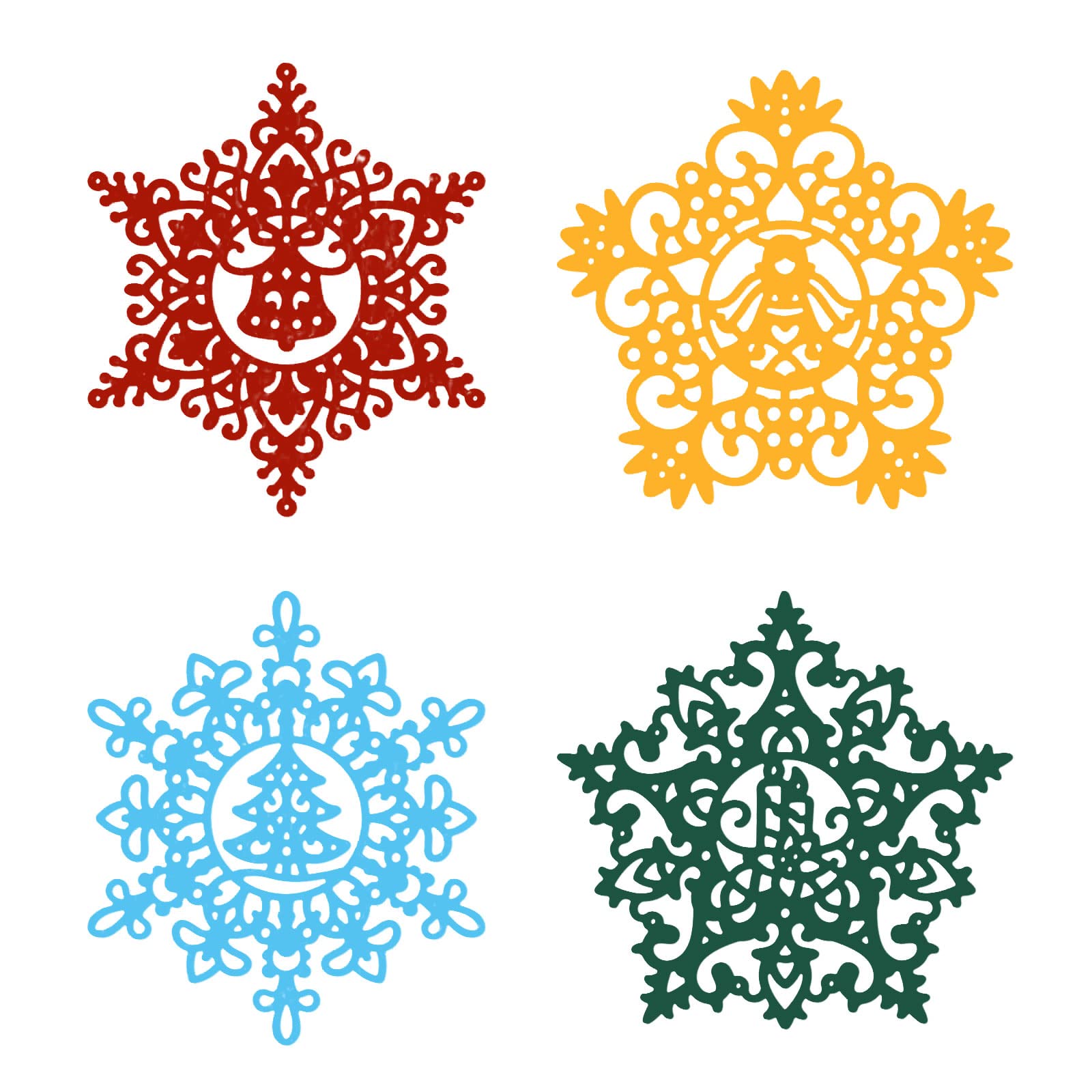 ORIGACH 4 Pcs Snowflake Metal Die Cuts with Christmas Element Embossing Stencils Template Mould for DIY Scrapbooking Decorative Paper Christmas Card Making — image 1
