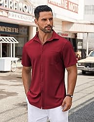 COOFANDY Button Down Shirt Men Short Sleeve Mens