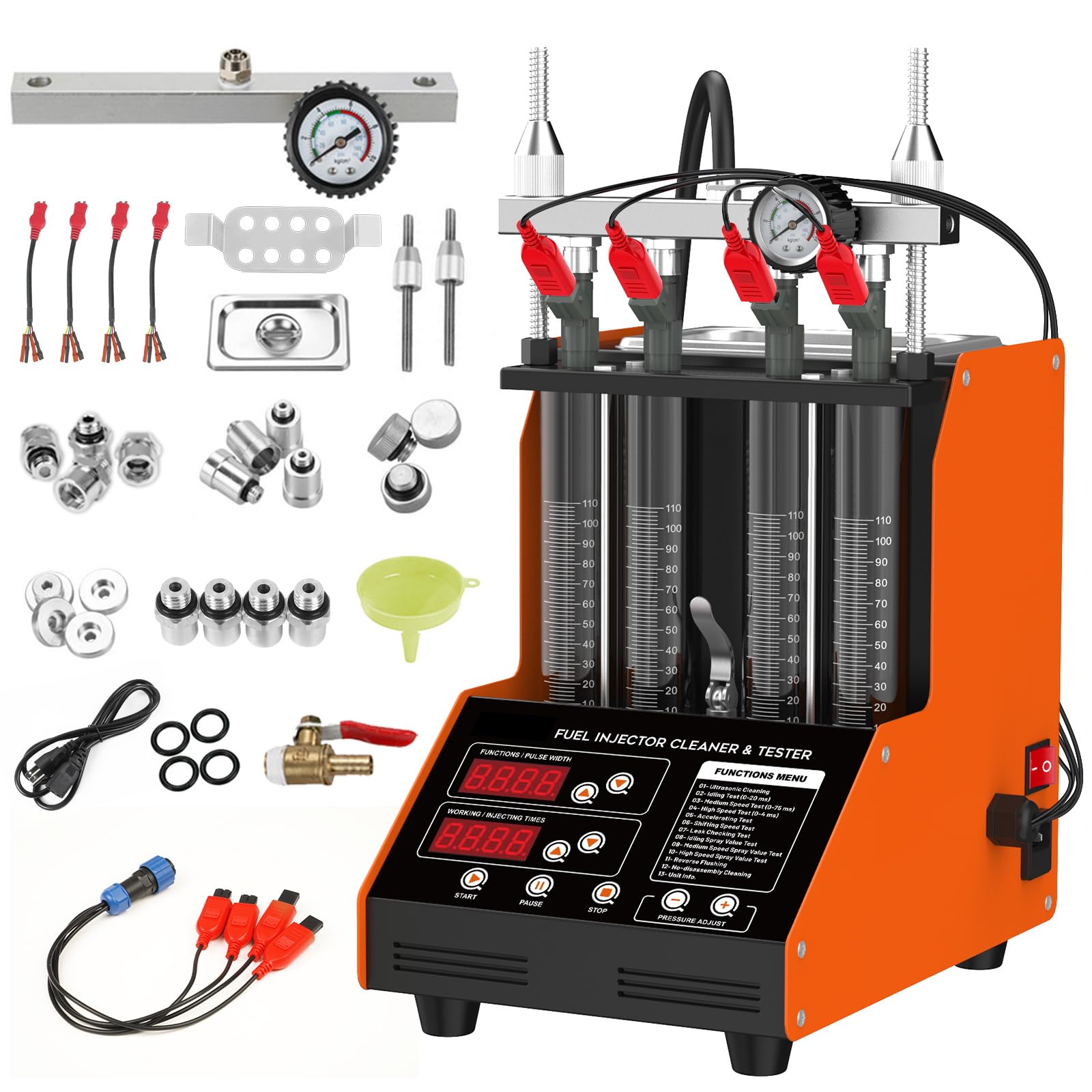 Photo 1 of YUANRI Fuel Injector Cleaner Machine, 4 Cylinder 9 Test Modes Auto Fuel Injector Tester and Cleaner Kit, Ultrasonic Cleaning Kit for 5V to 12V Motorcycle Car Injectors