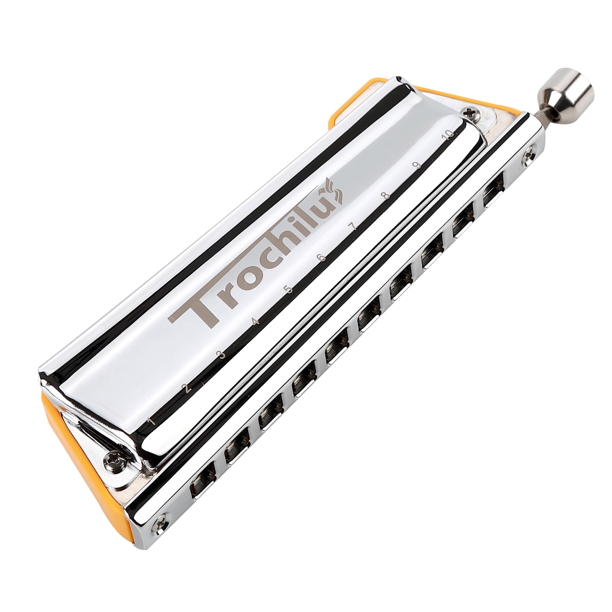 JDR Trochilus Chromatic Harmonica 10 Holes Chromonica Key of C Armonica Valveless Harp Mouth Organ with Case for Adults Professionals Beginners Kids Game Changer (Chromatic/Solo Tuning Key of C)