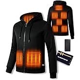 Hcaiip Heated Hoodie for Men Women with Fleece Lining, Hooded Heated Sweatshirt Hoodie with Battery Pack 7.4V