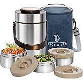Pawovdeq 67 oz Adults Stainless Steel Vacuum Insulated Wide Mouth Soup Food Thermo Hot Food Jar with Keep Thermal Portable 3 Tier Stackable Bento Hot Food Containers Lunch Boxes (67 oz Silver)