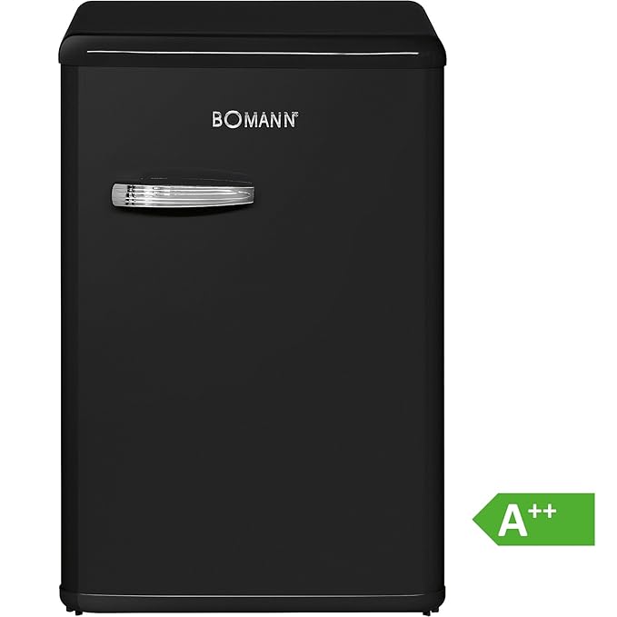 Bomann VSR 352 Vollraumkühlschrank Retro-Style, EEK A++, 88 kWh/Jahr, 130 L, Chromgriff im Retro-Design, Abtauautomatik, schw