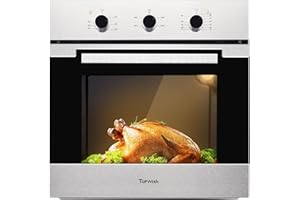 24 Inch Wall Oven, TOPWISH Electric Single Wall Ovens, 2.3 Cu.ft. Built-in Wall Oven with Convection, Mechanical Knob Control, 5 Cooking Functions, Timer, Stainless Steel Electric Ovens for Kitchen