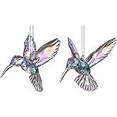 2pcs Assorted Acrylic Iridescent Hummingbird Figurines Party Decorations Hanging Hummingbirds Ornaments Shiny Iridescent Bird Figurines Home Window Charm Humingbird Party Decorations