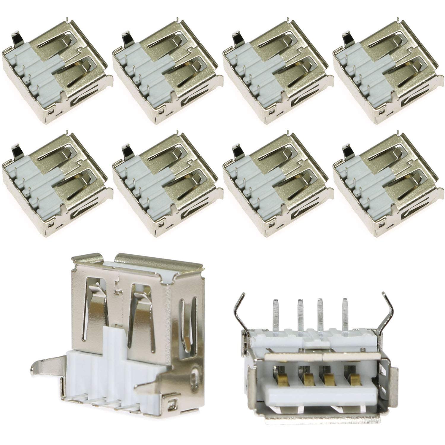 Photo 1 of MEETOOT 10pcs 90 Degree 4-Pin USB Type A Standard Port Female Solder Jacks Connector PCB Socket USB-A Type SMT