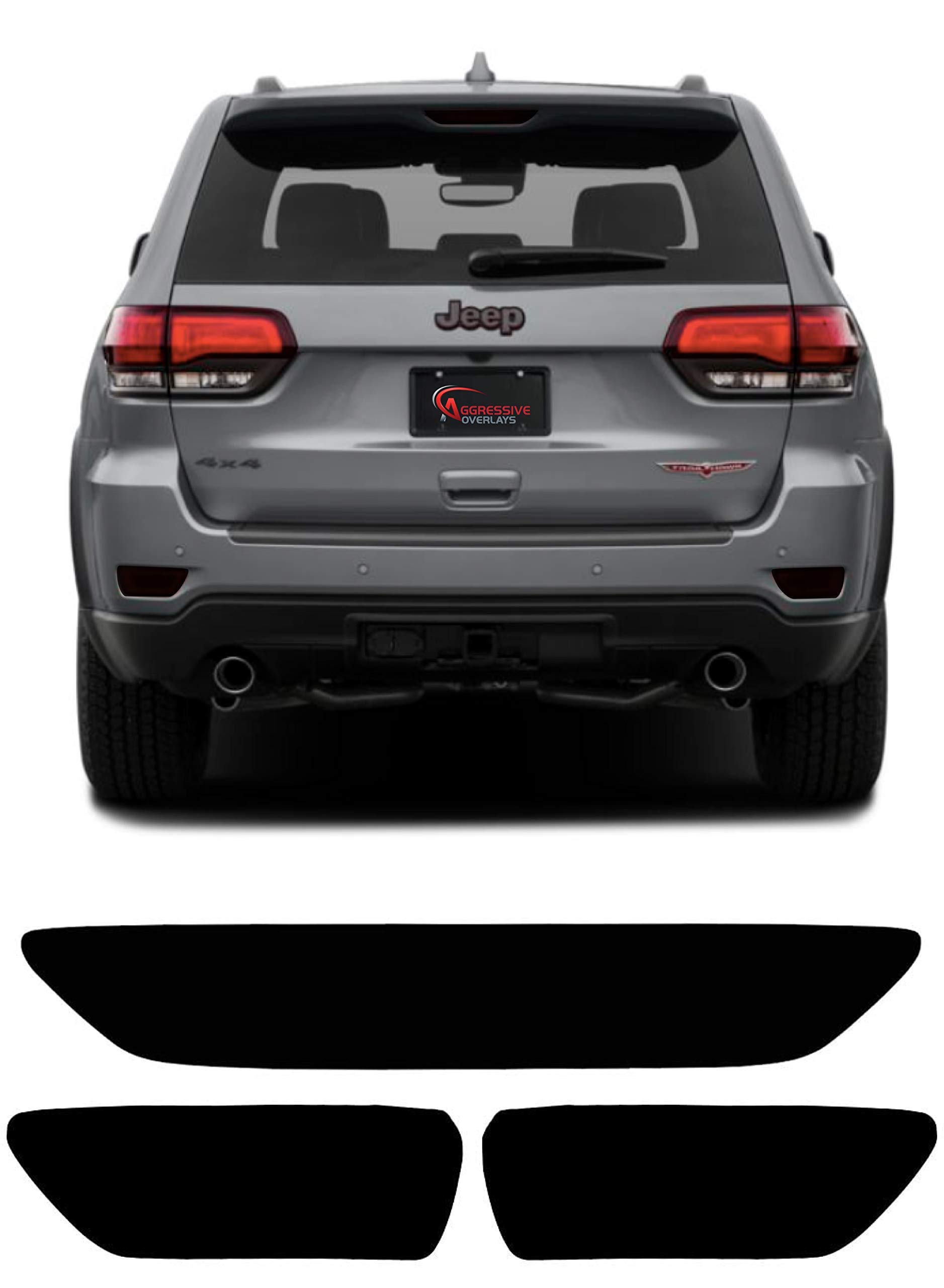 Tinted Overlays FITS: 2014-2020 Jeep Grand Cherokee Third Brake Light Tint | Rear Bumper Reflector Overlay Covers Compatible with 14&amp;#39; - 20&amp;#39; Jeep Grand Cherokee (Dark Smoked)