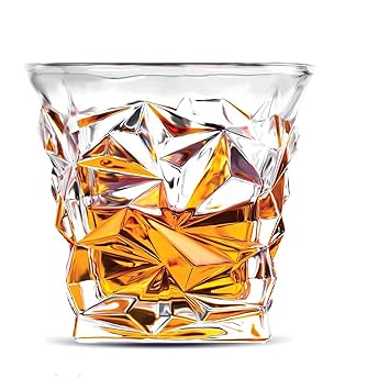 HENNIGER Diamond Cut Seamless Transparent Whiskey Glass(300ml) - Set of 6