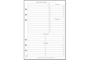 HANDY FORMS A5 Size Daily Task Planner Insert, Sized and Punched for 6-Ring A5 Notebooks by Filofax, LV (GM), Kikki K, TMI, and Others. Sheet Size 5.83" x 8.27" (148mm x 210mm)