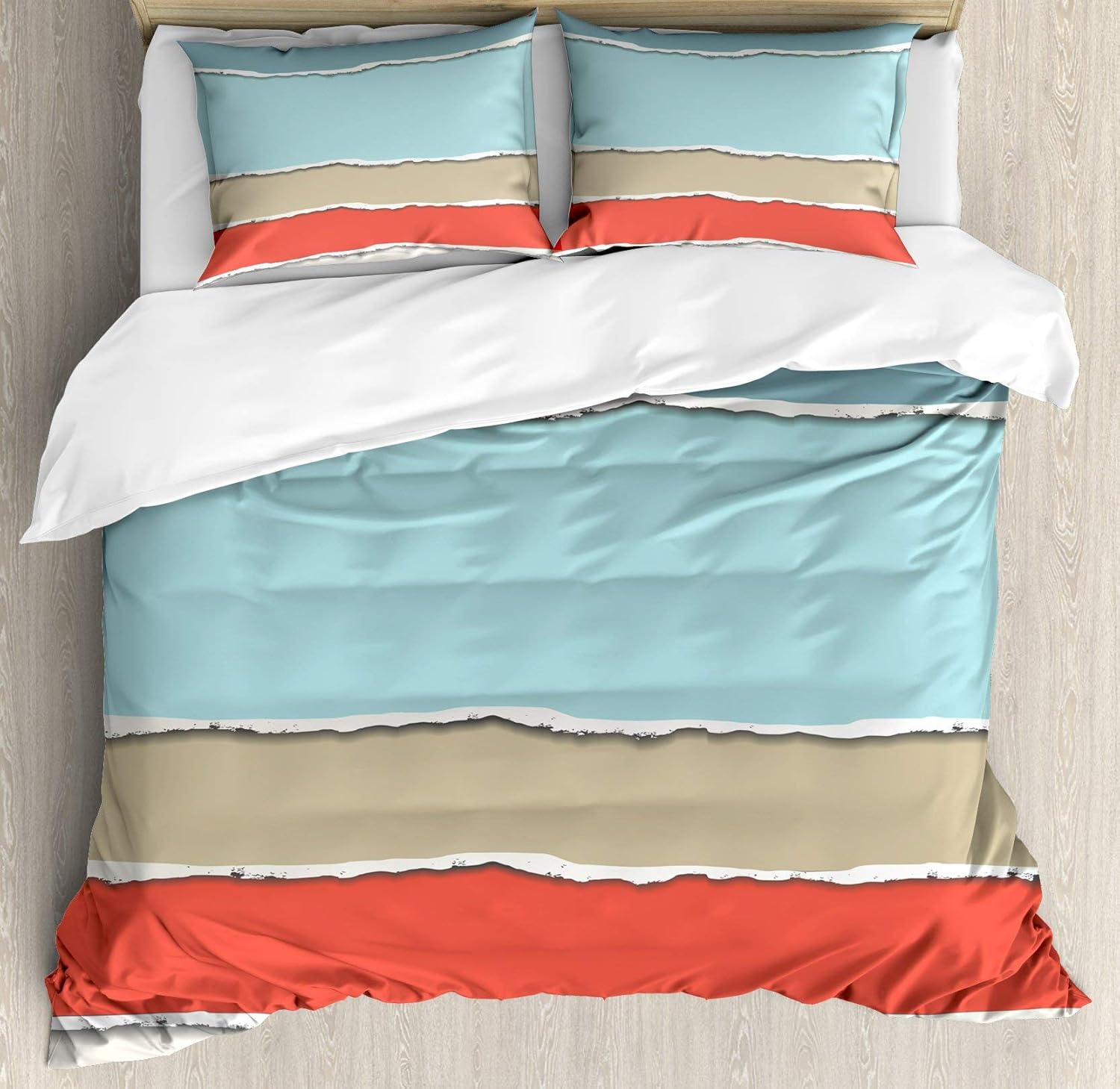 Lplpol Modern Duvet Cover Set, Torn Paper Illustration in Different