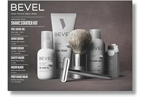 Bevel Shaving Kit for Men, Includes Safety Razor with 40 Replacement Blades, Luxury Shaving Brush, Pre Shave Oil, Shave Cream and Balm (Packaging May Vary)