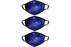 BEATBASIC 3 Pack blue galaxy Cloth Face Masks, Dust Cloth Mask, Breathable Soft Warm Windproof Face Protection for Men and Women