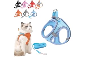 XILIWUS Stimuli Cat Harness Design for Outdoor Cats, Stimulicat Harness Adjustable Soft Mesh Vest with Reflective Safety Strips, Allowing Cats to Safe and Stress-Free (Blue, M (Recommended 10-18 catties))