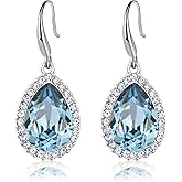 Austrian Crystal Teardrop Dangle Drop Earrings for Women Dangling 14K Gold Plated Hypoallergenic Jewelry