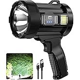 Kmivo Rechargeable Spotlight, 99,000 Lumens Super Bright Handheld Led Flashlight, Outdoor Spot Light with Cob Light and Solar Panelsfor Boating Camping