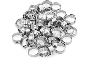 HELIFOUNER 50 Pieces 12.8-15.3mm 304 Stainless Steel Single Ear Hose Clamps