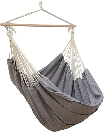 AMANKA Extra-Sicher XXL Hängesessel 185x130cm Sitz-Hängematte 150kg Indoor Outdoor Hängestuhl Garten Hängeschaukel Grau