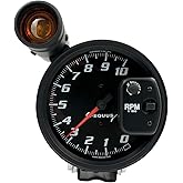 EQUUS E6080 5" Tachometer 10K RPM Black Dial &amp; Shift Light