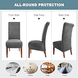 CMAKER Velvet Dining Chair Covers Large Stretch Slipcover Dark Gray 6 Pack view 5