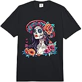 Day of The Dead Sugar Skull Floral Beauty Comfort Colors Adult Heavyweight T-Shirt