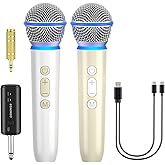 Aokeo Wireless Microphones with Dual-Channel Receiver,UHF Dynamic Handheld Karaoke Mic,100ft Range, for Amplifier Speaker, Mixer,Singing, Party,Speech