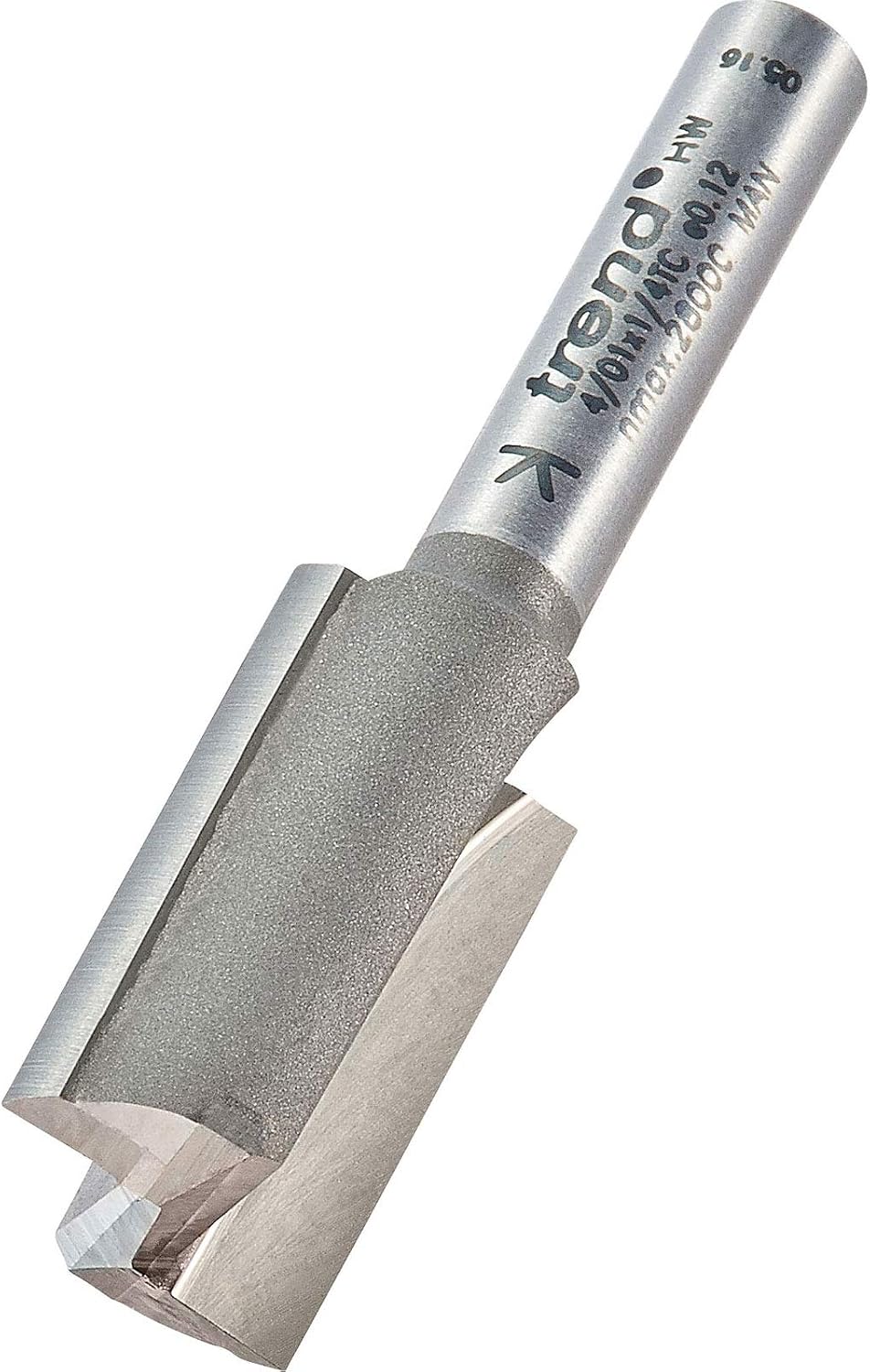 Trend Professional Straight Two Flute Router Cutter, 1/4 Inch Shank, 14mm Cut Diameter, Tungsten Carbide Tipped, 4/01X1/4TC