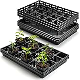 RooTrimmer 24 Cell Nursery Pots Trays (17"x11"x2") with Plastic Flat Seed Starter Trays, Durable Carrying Seedling Starter Tray, Reusable Planting Tray for Holding 2.7 inch Nursery Pots, 3 Sets Combo