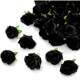 SINVDAJY 50pcs Artificial Roses Fake Roses Flowers Bulk for Decoration, Mini Small Real Looking for Wedding Bouquets Bridal Shower Centerpieces Party Table Decoration (Black)