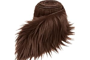 ADLBBKIY Brown 2x60Inch Faux Fur Shaggy Plush Faux Fur, Fabric Precut Strips Fluffy Fuzzy Faux Fur, Craft Beard Hair, Beard Miniature Dolls Rugs Mats Gift, Winter Halloween Christmas Costume Party Decor