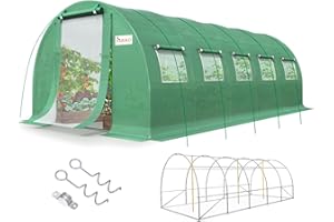 KING BIRD Premium 25x10x6.6FT Greenhouse for Outdoors, Large Walk-in Heavy Duty Galvanized Steel Frame, Mesh Door Screen Window Upgraded Zipper Tunnel Hoop for Garden Plant Winter, Green