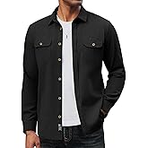PJ PAUL JONES Mens Casual Shacket Cotton Twill Lightweight Jackets Button Down Shirt Jacket with Pockets