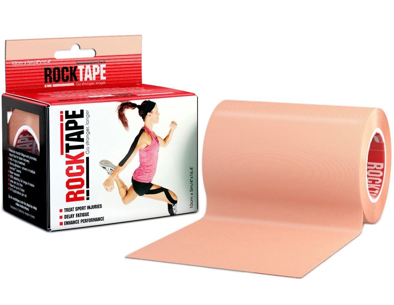 RockTape Mini Big Daddy Roll Pre-Cut Kinesiology Tape (10x5cm) - Elastic Therapeutic Sports Tape for Shoulder, Ankle, Elbow, Wrist, Shin Splints, Knee - Latex Free - Beige