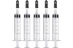 FOOSI 5ml Plastic Syringe Without Needle for Liquid - Measuring Syringes with Caps , Separate Packaging , Pet Medicine Small Syringe for Cats and Dog - 5 ml 5Pack