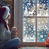 VEYLIN Xmas Window Clings 141 Static Snow Flakes 8 Sheets Merry Christmas view 5