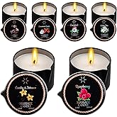 6 Pack Low Temperature Massage Oil Candle Set (2.35 oz Each) - Soy Wax Candles That Melt into Skin-Nourishing Body Oil, 6 Assorted Scents for Home Spa, Massage Therapy, Relaxation, Self-Care & Festive