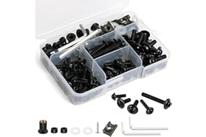 YALTIES 177Pcs Motorcycle Fairing Bolt Kit 304 Stainless Steel M5 M6 Windscreen Screws Fastener Clips Universal Fit for Motorcycle GSXR Honda Kawasaki BMW Ducati Suzuki Yamaha, Black