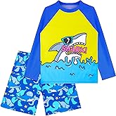 Boys Two Piece Rash Guard Swimsuits Sets Kids Long Sleeve Sunsuit Swimwear Sets