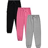 Girls Cotton Blend Jogger Pants Set Comfortable, Stylish, and Durable Pack of 3 with Drawstring