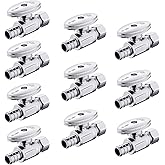 (Pack of 10) EFIELD 1/4 Turn Straight Stop Valve 3/8" OD Compression X 1/2" Crimp Barb Pex Chrome Plated Brass,(VALVE085-10PC