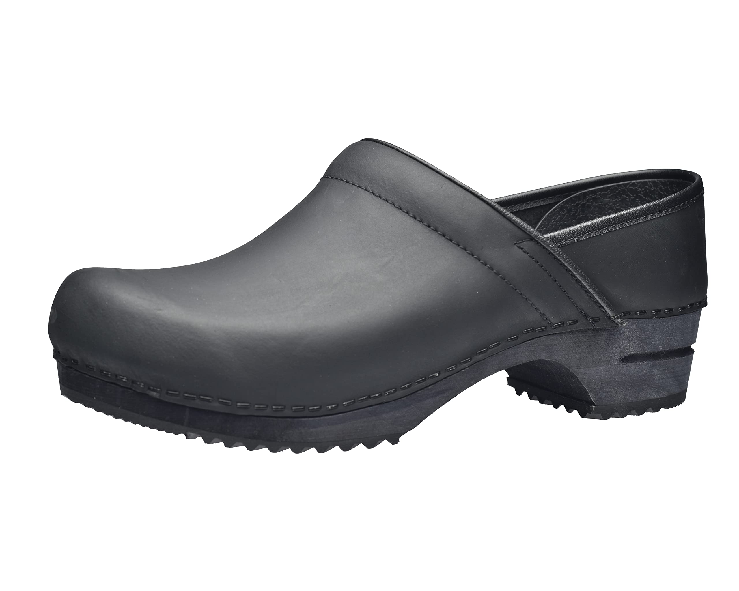 Sanita Julie Mule Clog | Original Handmade Wooden Leather Clog for Women, Size: 4 UK, Black