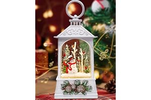 SINOFAYAR Christmas Snowman & Cardinal Snow Globe Light up Lantern with 8 Songs, 8" White Christmas Snow Globes for kids adults, 6H Timer & Dual Power Snowglobes Christmas Decorations Indoor Gifts for Women Men