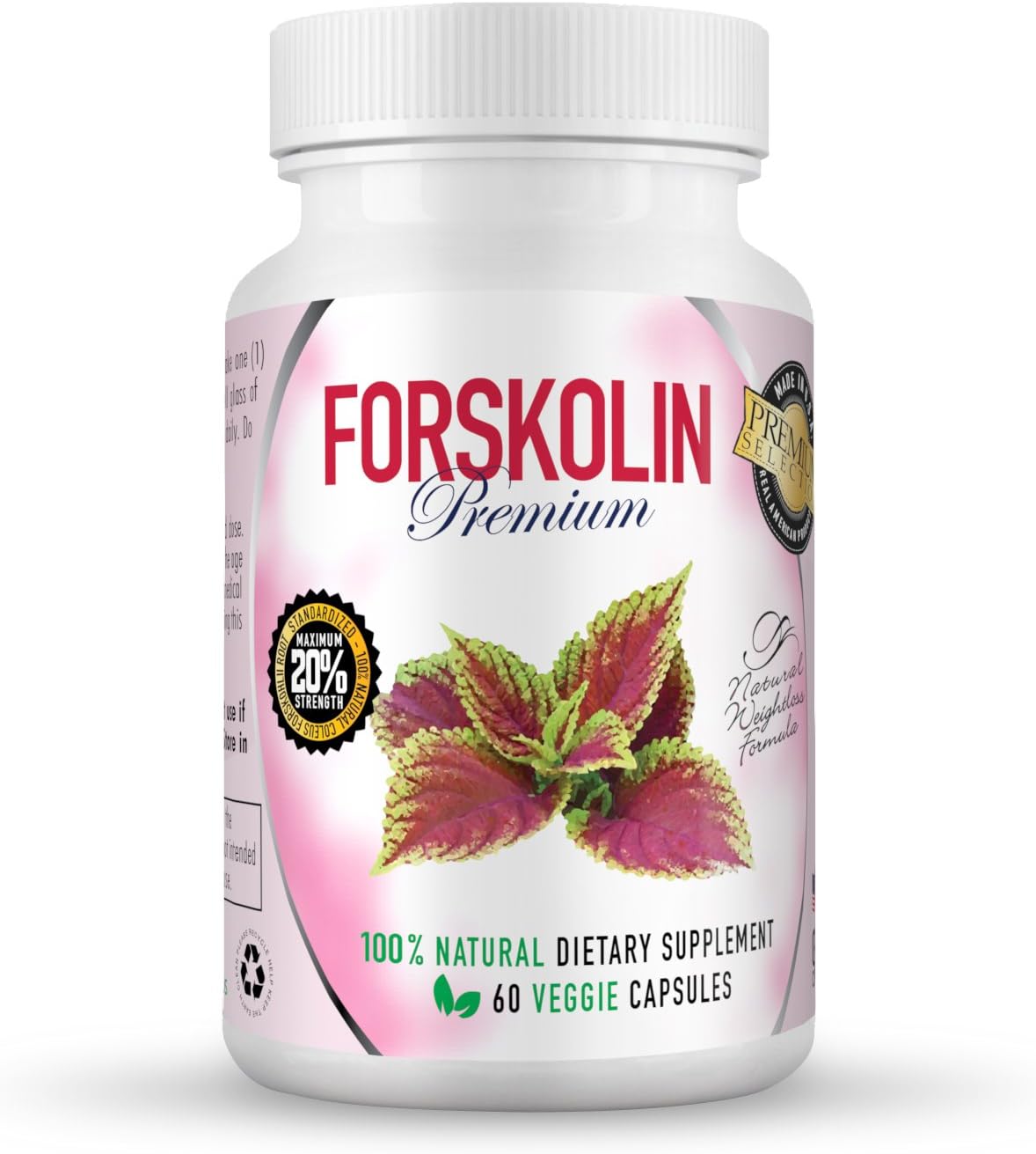 Pure Forskolin Premium Belly Fat Burner to Lose Weight - 20% Standardized – 250mg Forskohlii Root Extract for Best Support with Weight Loss