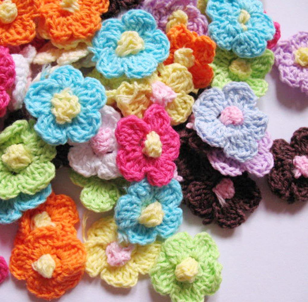 YYCRAFT Pack of 100 Crochet 1" Spring Flower