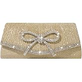 Trisapu Bow Evening Bag Sparkly Clutch Purses for Women Wedding Glitter Rhinestone Party Prom Purse Dressy Clutch Bags | Bow, Sparkly, Wedding, Glitter, Rhinestone, Party