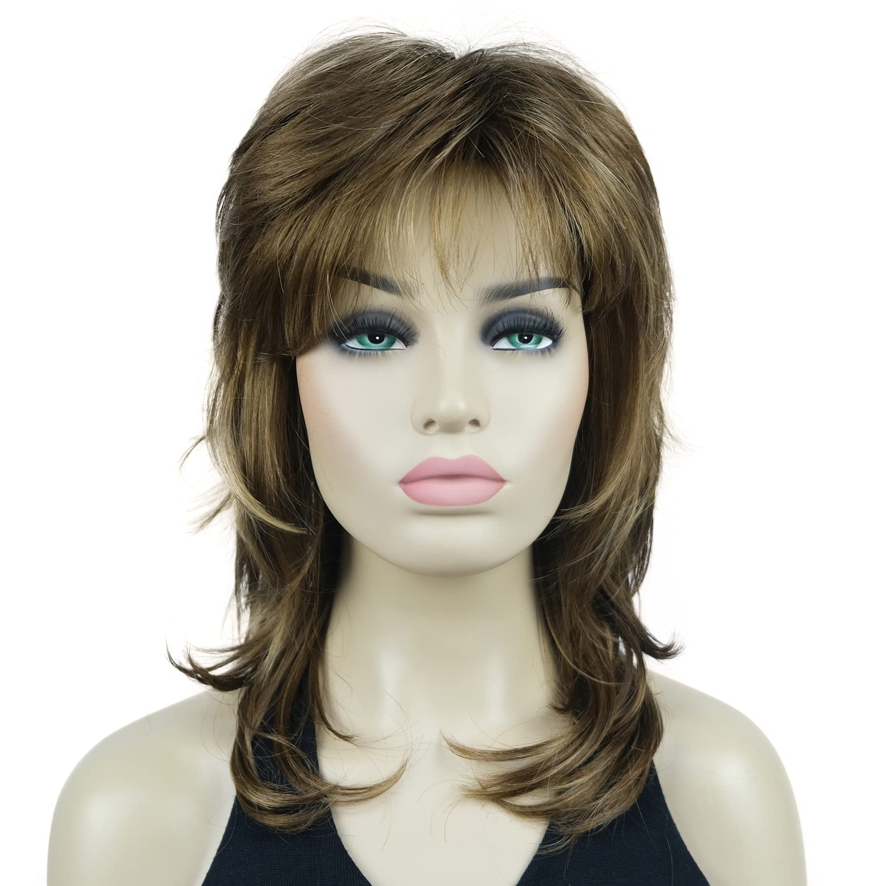 Lydell Long Soft Shaggy Layered Classic Cap Full Synthetic Wigs (V6 Light Reddish Brown with Blonde Highlight)