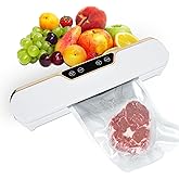 QWUE Food Vacuum Sealer Machine, 62KPA Strong Suction, Dry/Wet Modes, 10 Vacuum Seal Bags for Food, Digital Countdown Timer, Compact Lightweight, Vacuum Sealer for Food, Ideal for Home Kitchen Use