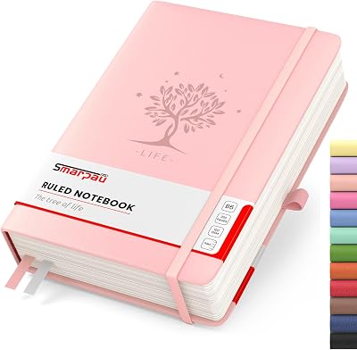 Smarpau B5 Lined Notebook Leather Journal 320 Pages 100gsm Pink