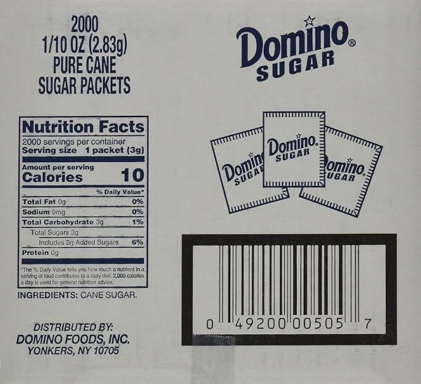 DOMINO SUGAR PACKETS, 0.1 OUNCE (PACK OF 2000)