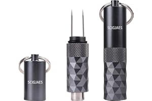 SCIGJAES Portable Cigar Punch Cigar Cutter Twin Nubber Cigar Pick 2 in 1 Multitool W/Key Ring (Gray)